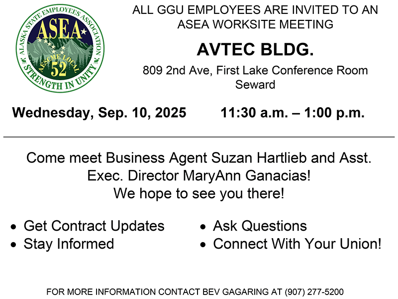 ASEA Worksite Meeting at Seward AVTEC, Sep. 10, 2025