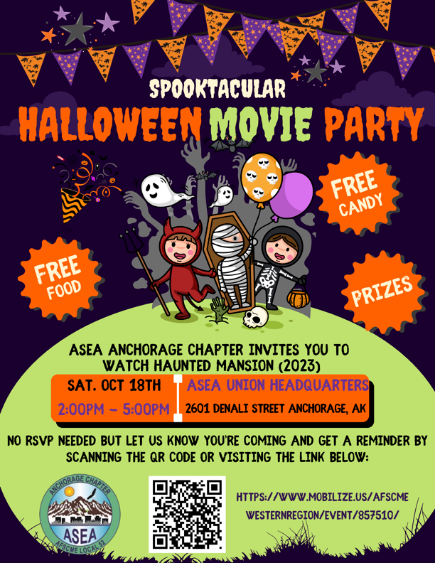 2025 ASEA Anchorage Chapter Halloween Party Flyer