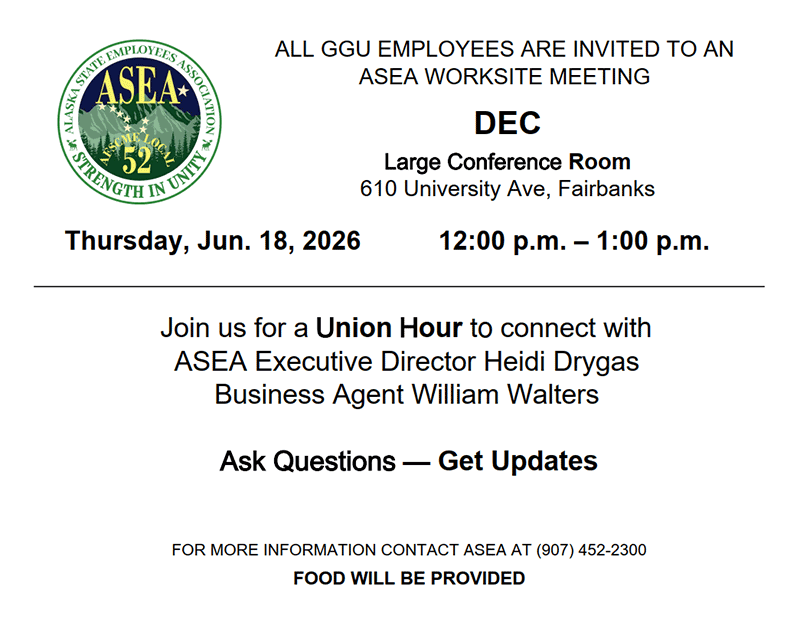 ASEA worksite Meeting at DEC, Juneau on June 18, 2026