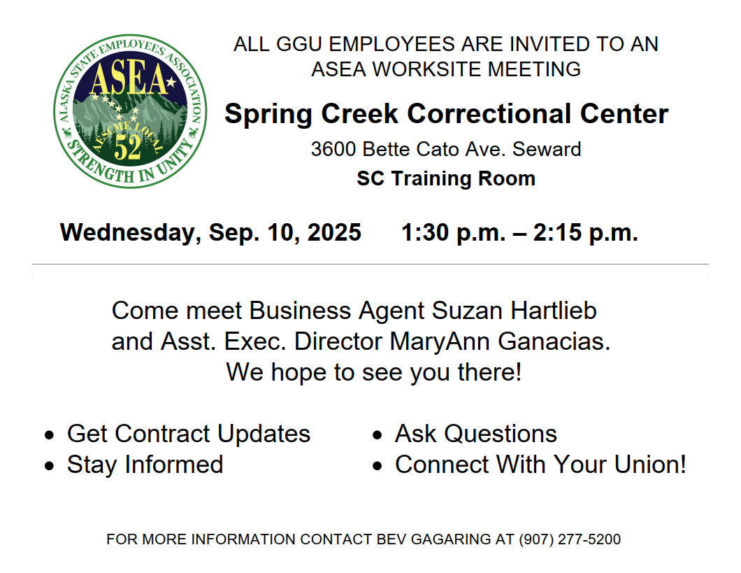 ASEA Worksite Meeting in Seward at the SPCC, Sep. 10, 2025